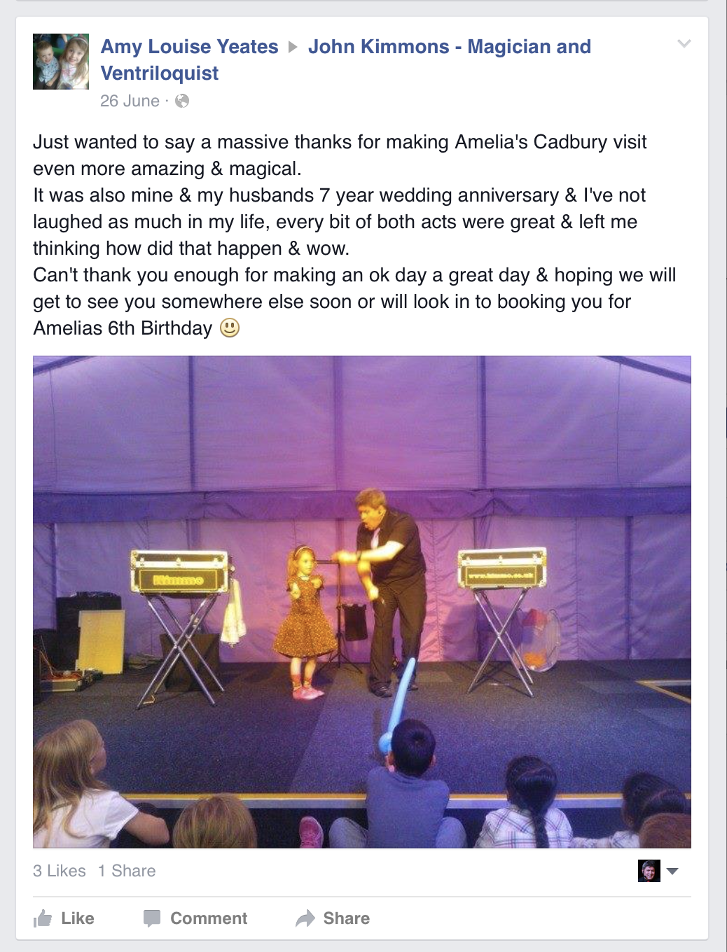 Sheffield Magician and ventriloquist children's entertainer at Cadbury world.